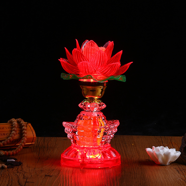 产地货源聚玉堂佛灯中国红led莲花灯e54系列寺庙法会供灯佛教用品