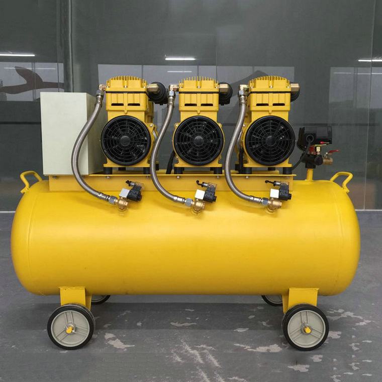 五虎无油空压机 往复式无油静音空气压缩机 1500wx3-140l静音气泵