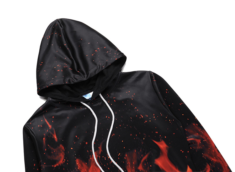 外贸情侣装秋冬款爆款3d印花火焰卫衣男套头卫衣男士连帽潮批发