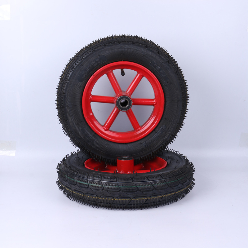 长期供应300-8充气轮手推车老虎车轮子14寸橡胶充气轮静音轮