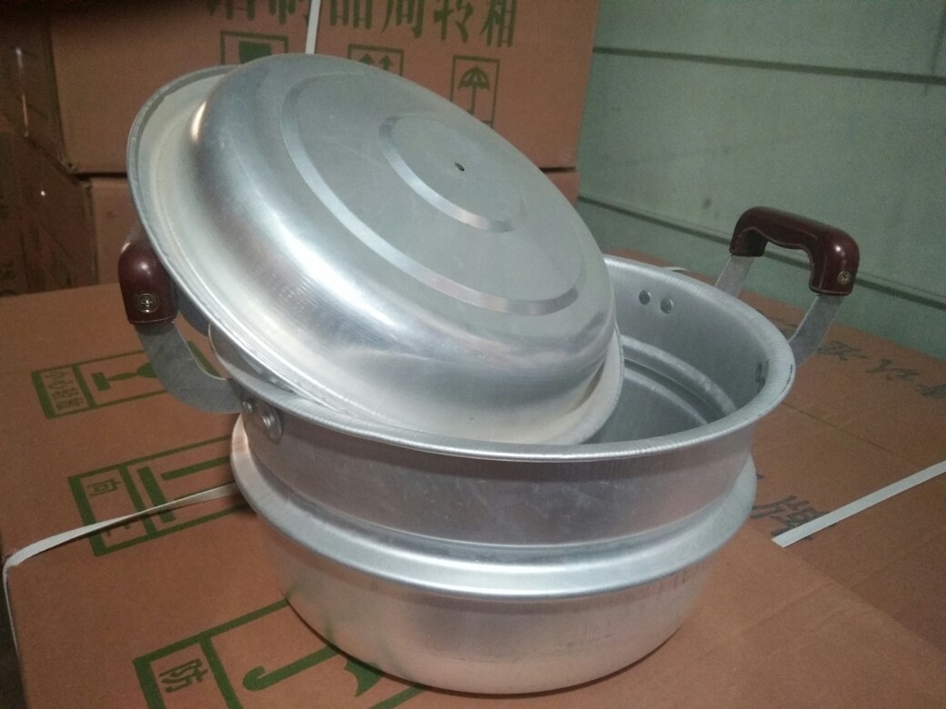厂家直销加厚老式铝蒸锅 双层蒸馒头锅 商用铝锅蒸包铝锅蒸菜铝锅