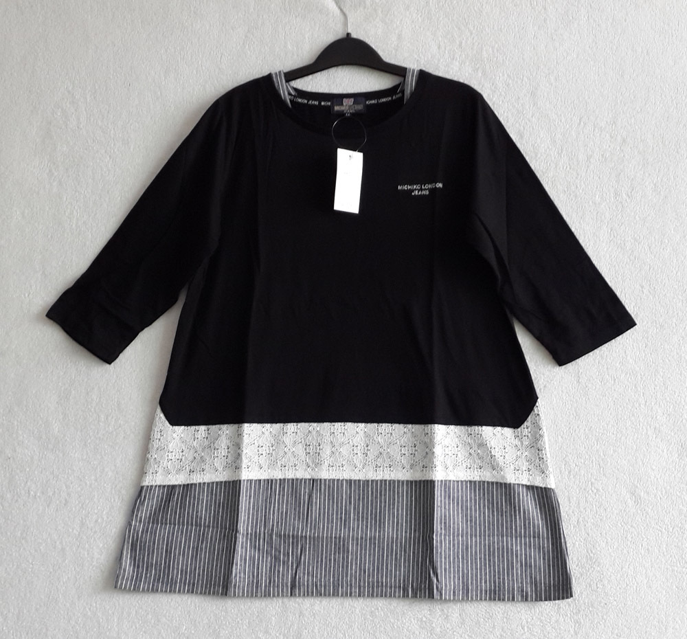 外贸原单日系学院风宽松型多层次拼接中长款七分袖女式上衣 春秋