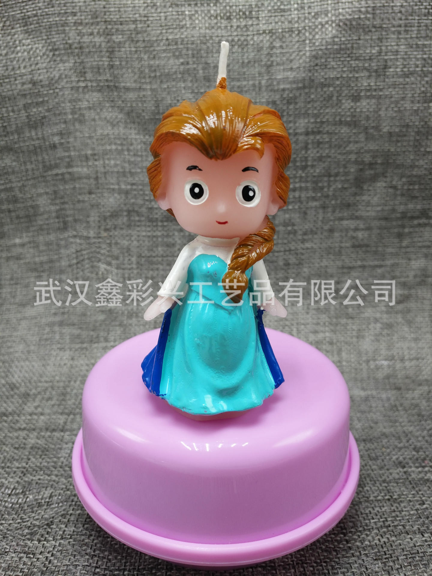 鑫彩兴工艺蜡烛厂家直销 白雪公主卡通彩绘蜡烛 pvc胶盒装 送底托