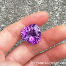 广州有来厂家直销天然彩宝紫水晶心形普通面千禧底工艺裸石戒面