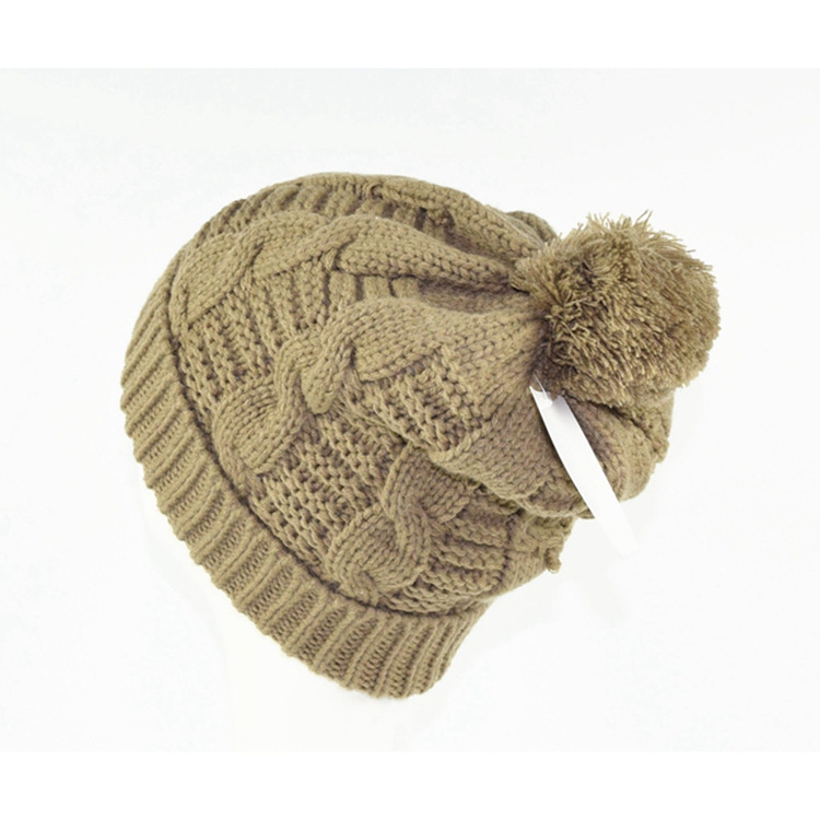 出口欧美秋冬成人女士新款腈纶绞花针织翻边边四角帽