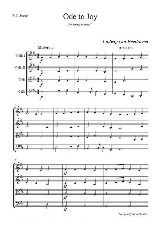 欢乐颂小提琴五线谱