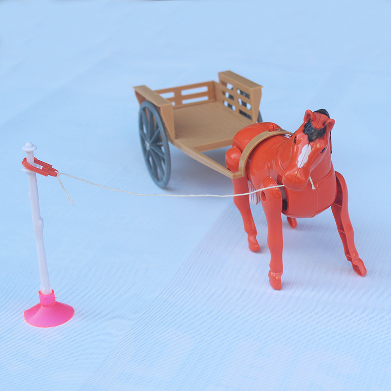 电动马拉车 拉车马绕桩电动小马拉车 绕桩马拉车新款地摊玩具热卖