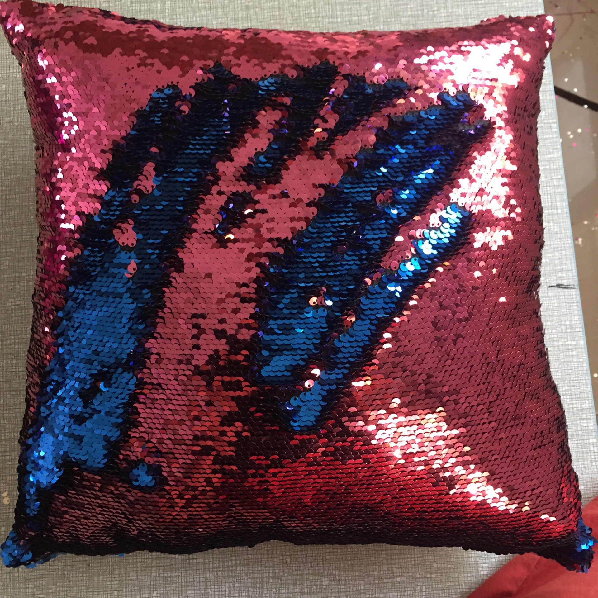 双色亮片抱枕 变色靠枕 美人鱼抱枕套 亚马逊速卖通热销diy