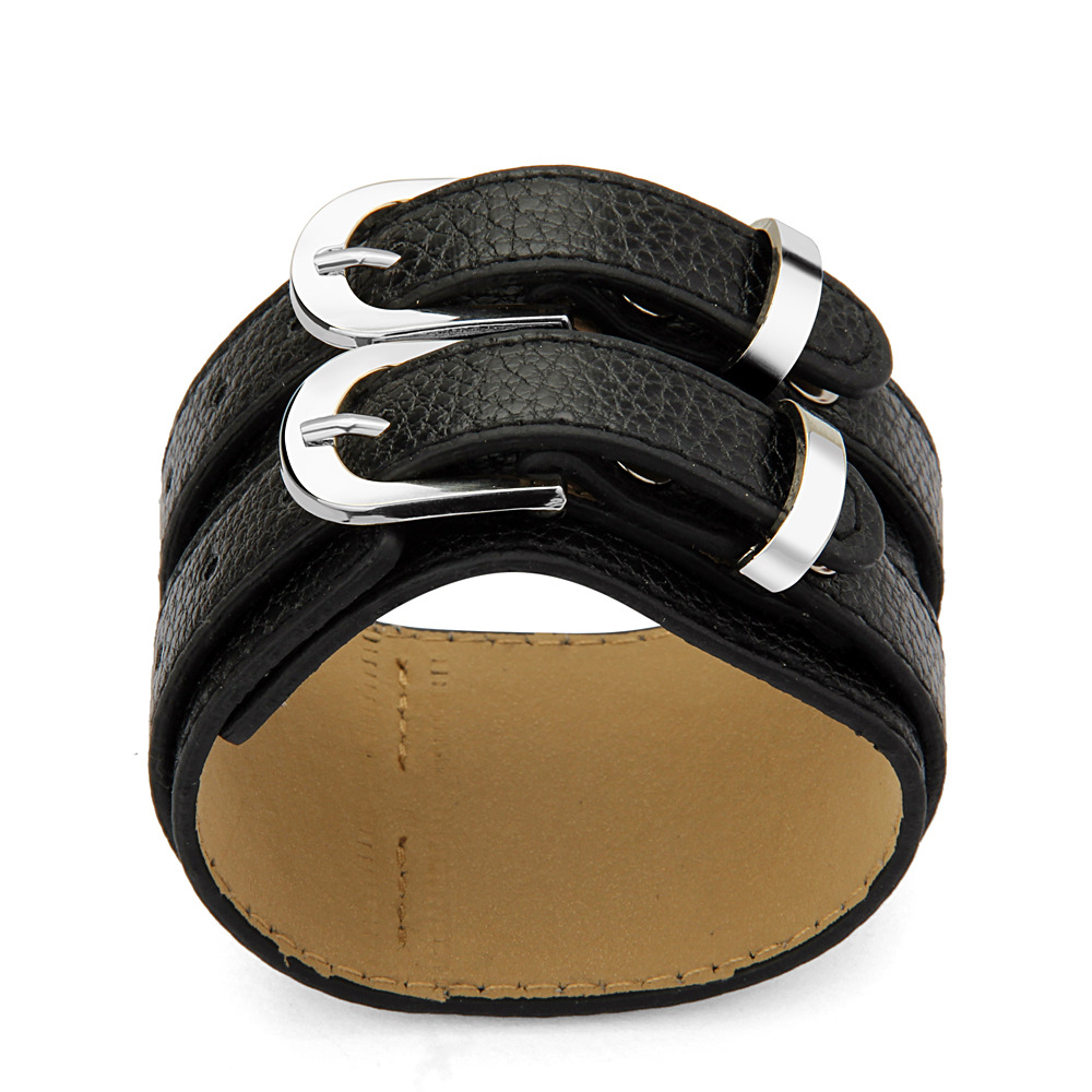 欧美朋克夸张宽大皮护腕2条细皮双层车线皮手链非主流皮腕带