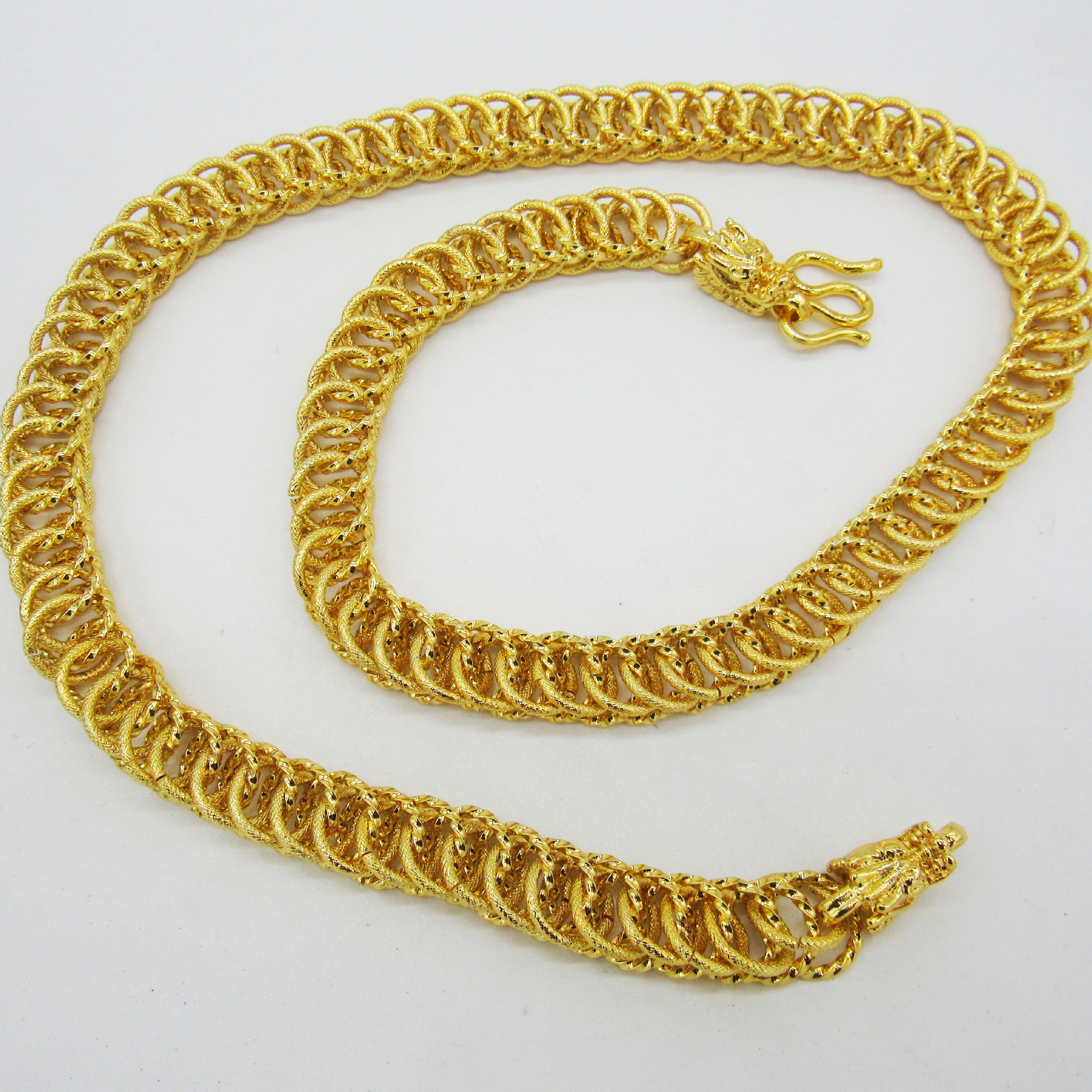 麻花项链 男士黄金项链 真空镀金 龙头项链 越南沙金首饰 铜首饰