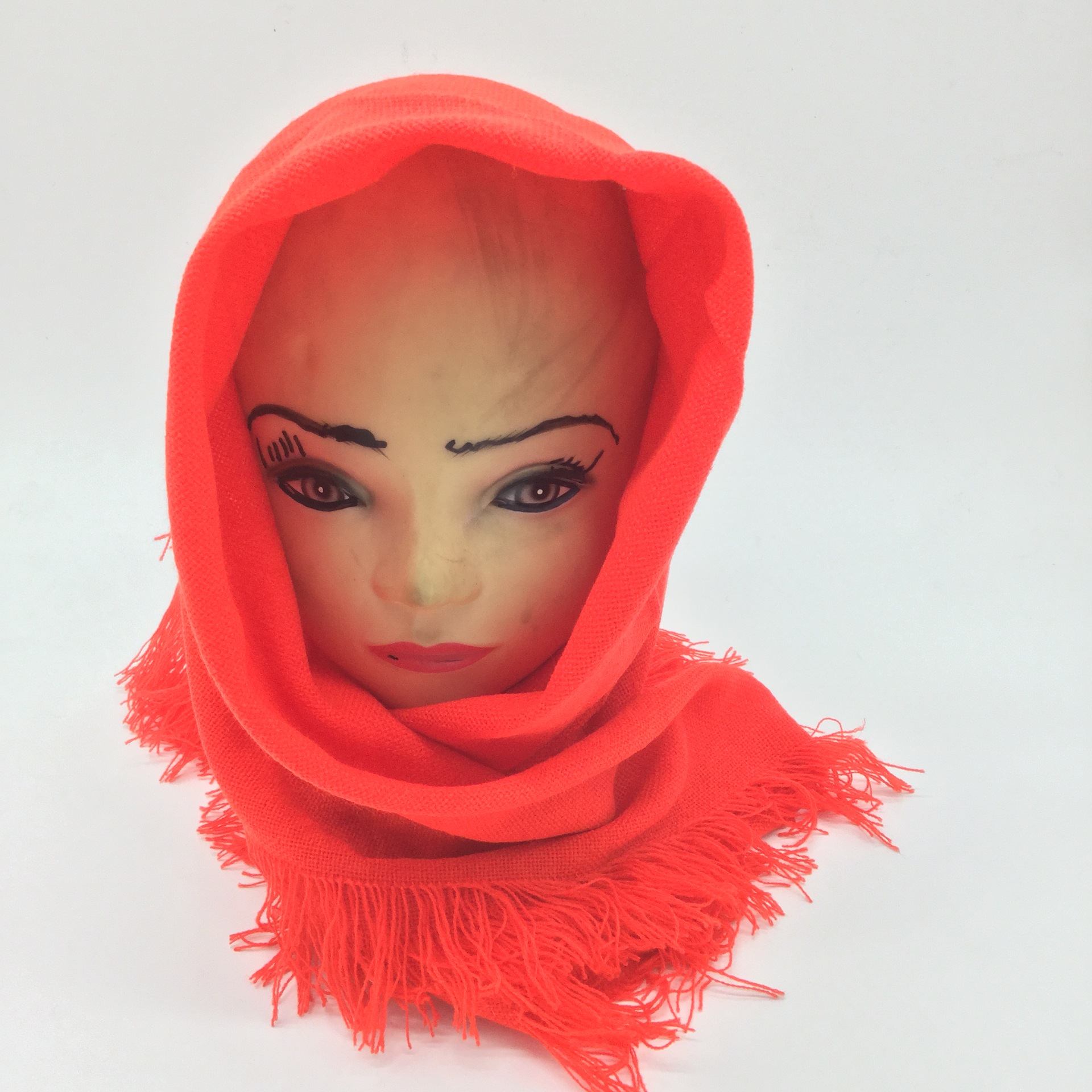 穆斯林回族头巾毛线包头巾纯色老奶奶款保暖防寒复古民族风可批发