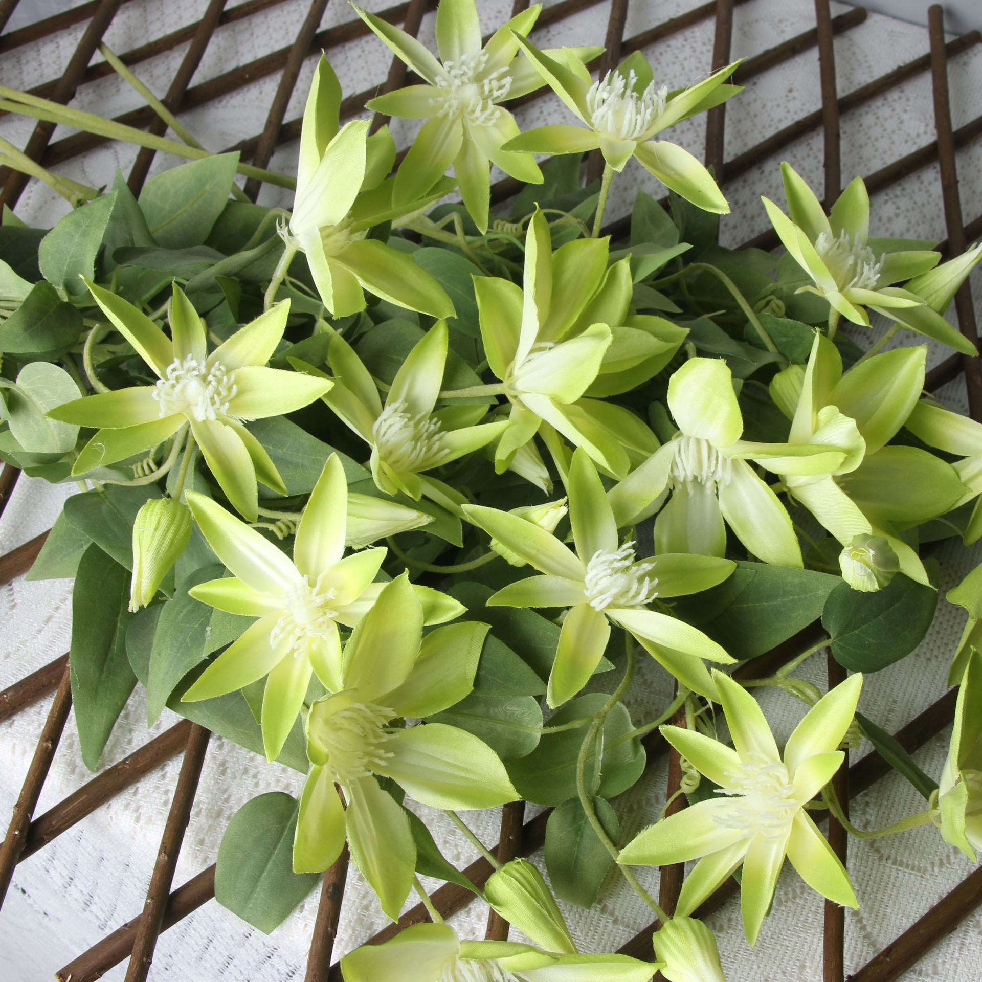 3头铁线莲 仿真花 仿真植物 家居绿色植物 装饰花 茶花配件 批发