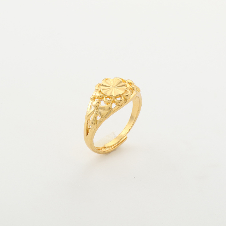 经典越南沙金矿石金仿黄金戒指 女车花开口手饰品保色女大小可节