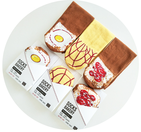 日系仿真面包全棉情侣中筒袜子 吸汗透气全棉男士袜 吃货袜子