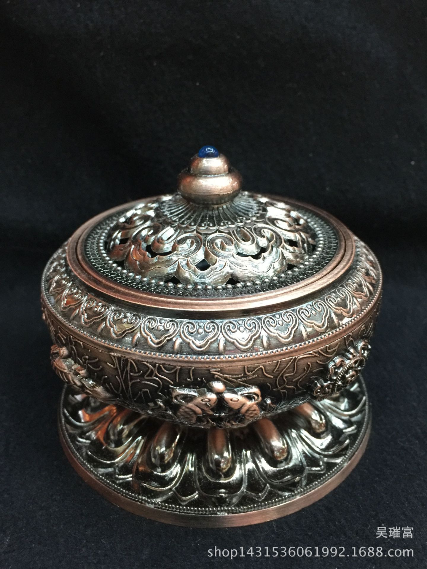 尼泊尔盘香炉 镀铜合金檀香熏香炉八宝香薰炉用品批发