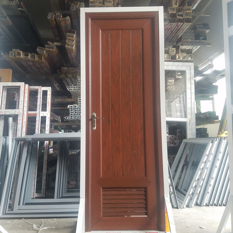 厂家直销塑钢门供应pvc浴室平开门红胡桃色百叶塑料厕所门工程