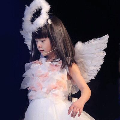 厂家直销 白色 天使翅膀 套装 大小羽毛翅膀婴儿照相道具 三件套