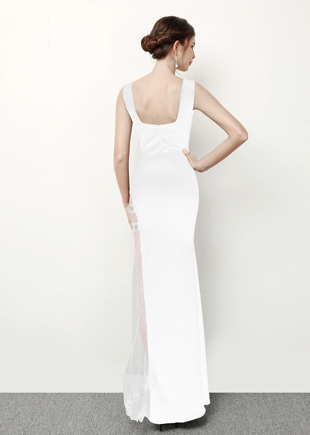 8192#新款性感礼服长款修身网纱镂空透视晚礼服宴会夜场诱惑晚装