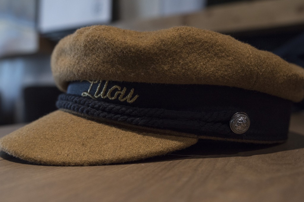 17春日本原单字母刺绣复古英伦海军风毛呢鸭舌帽女