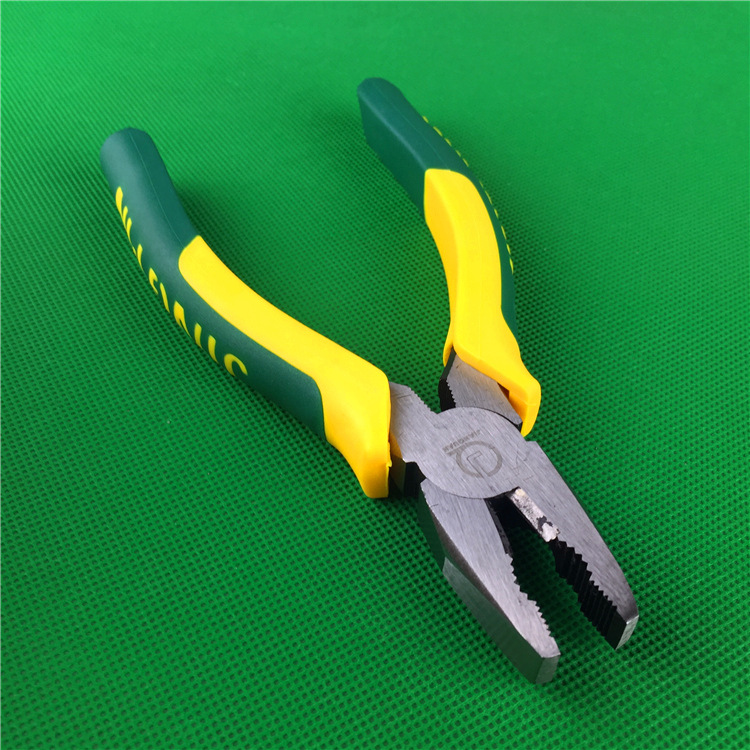 供应pvc塑胶柄平嘴钳 6寸平口钢丝钳子 老虎钳