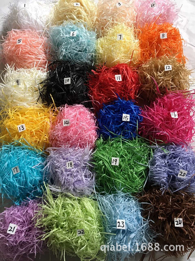 拉菲草批发喜糖盒填充物手工皂蛋糕盒礼品盒拉丝草彩色碎纸条