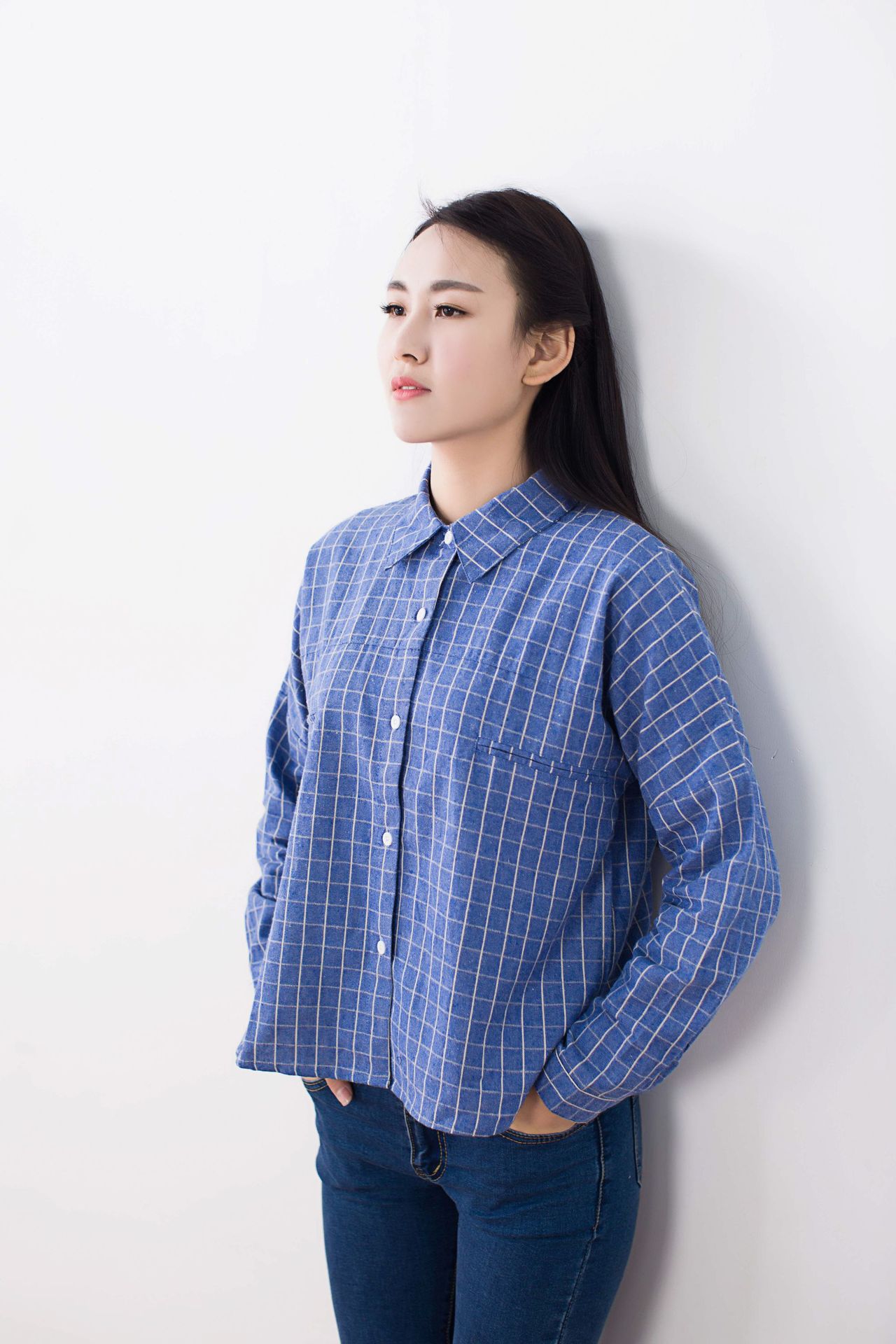百变格子纯棉衬衫 女长袖百搭宽松休闲衬衣红尘歌罢2018秋季新款