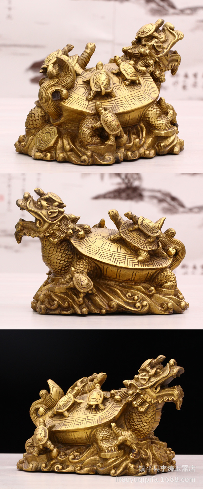 铜龙龟摆件 铜九子龙龟 九九归真 子孙万代背背(辈辈)长寿