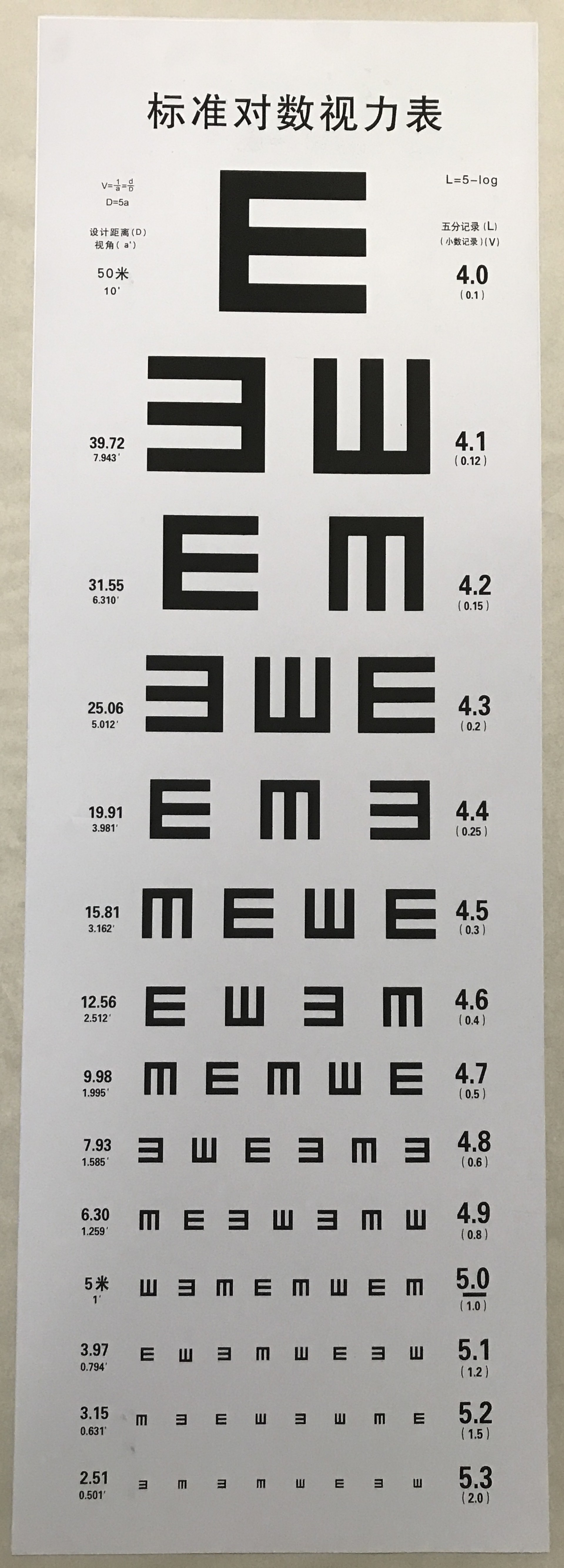 视力表挂图 标准大图加厚pvc 标准对数视力表儿童