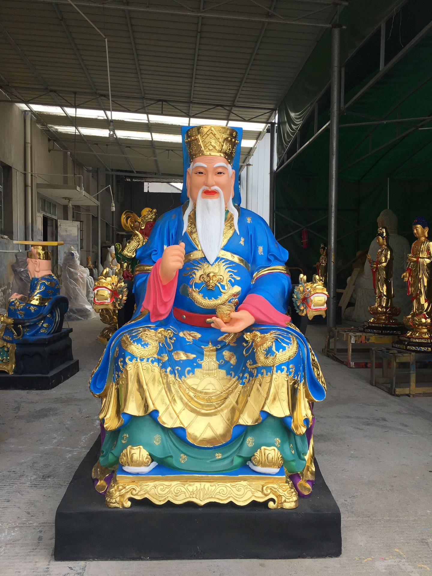 65m极彩贴金土地公土地婆山神神像