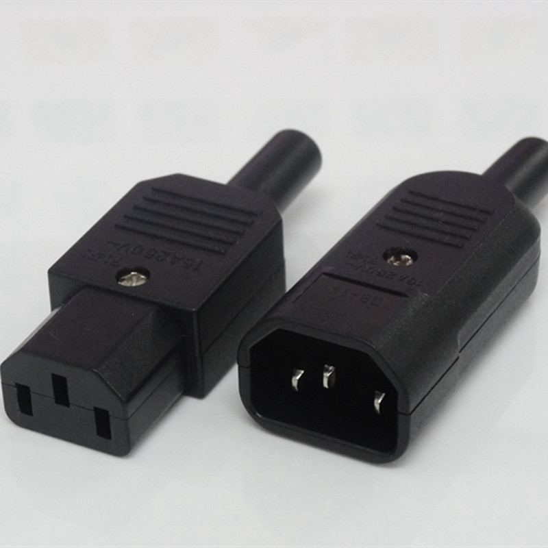 三芯15a品字插头 机箱电饭锅电源插头插座 c13c14公母对接