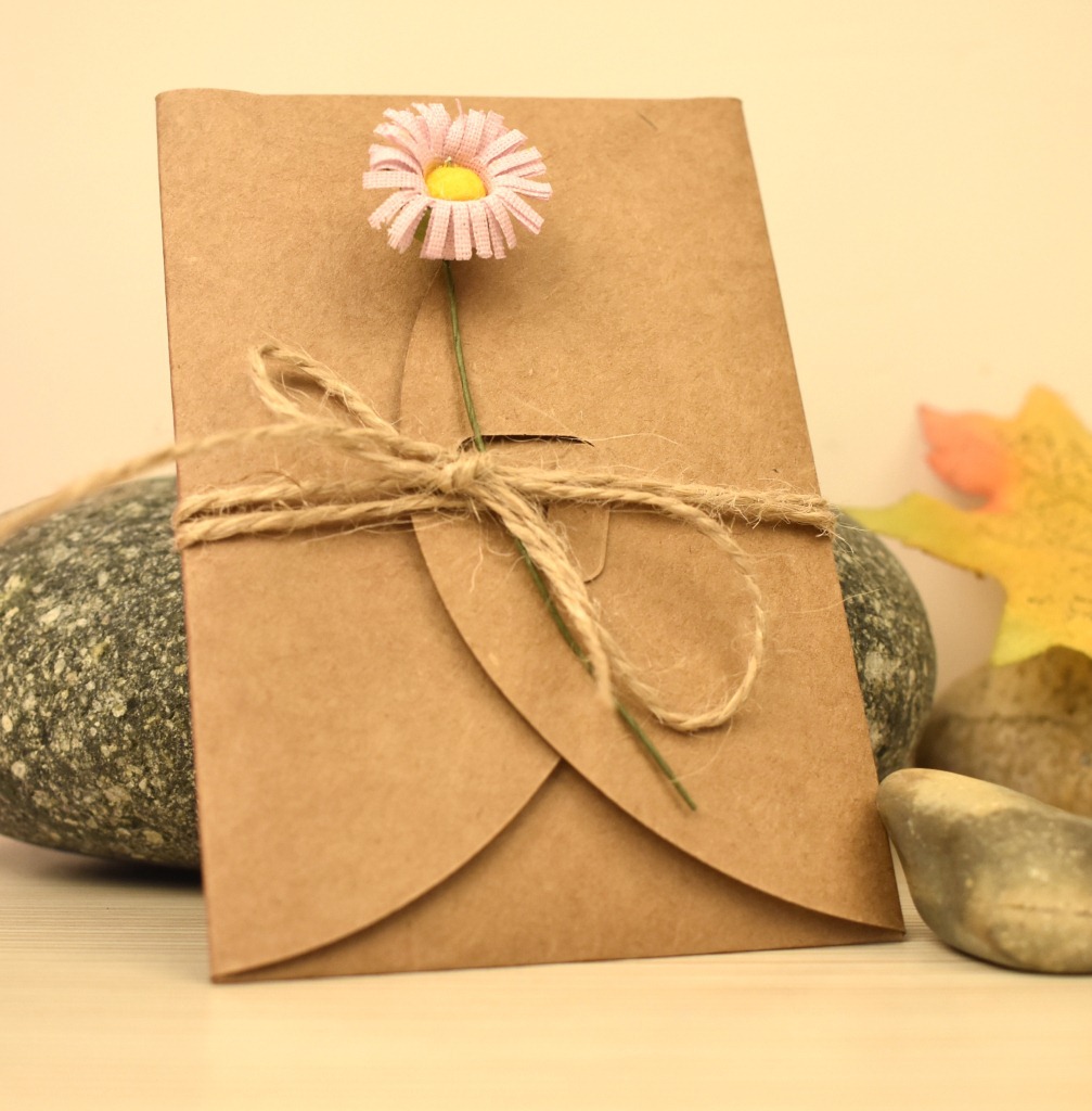 创意diy复古牛皮纸手工小号干花贺卡 教师节贺卡 生日情人节卡片