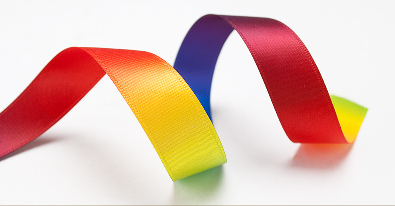 厂家直销彩虹缎带 七彩虹渐变色单双面涤纶丝带热转印 织带缎带