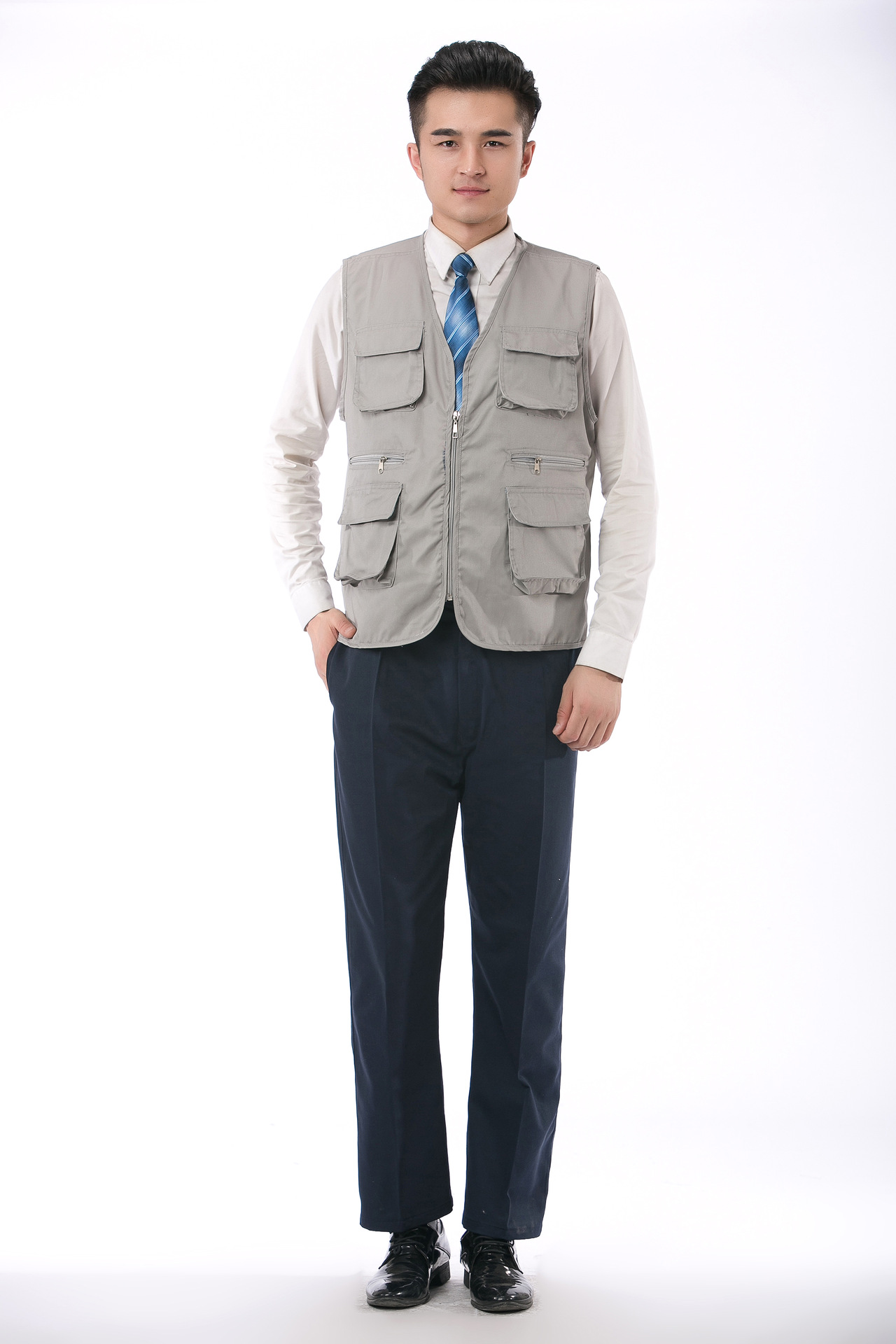 男女式多口袋工作服超市员工志愿者摄影印字logo工程工装马甲背心