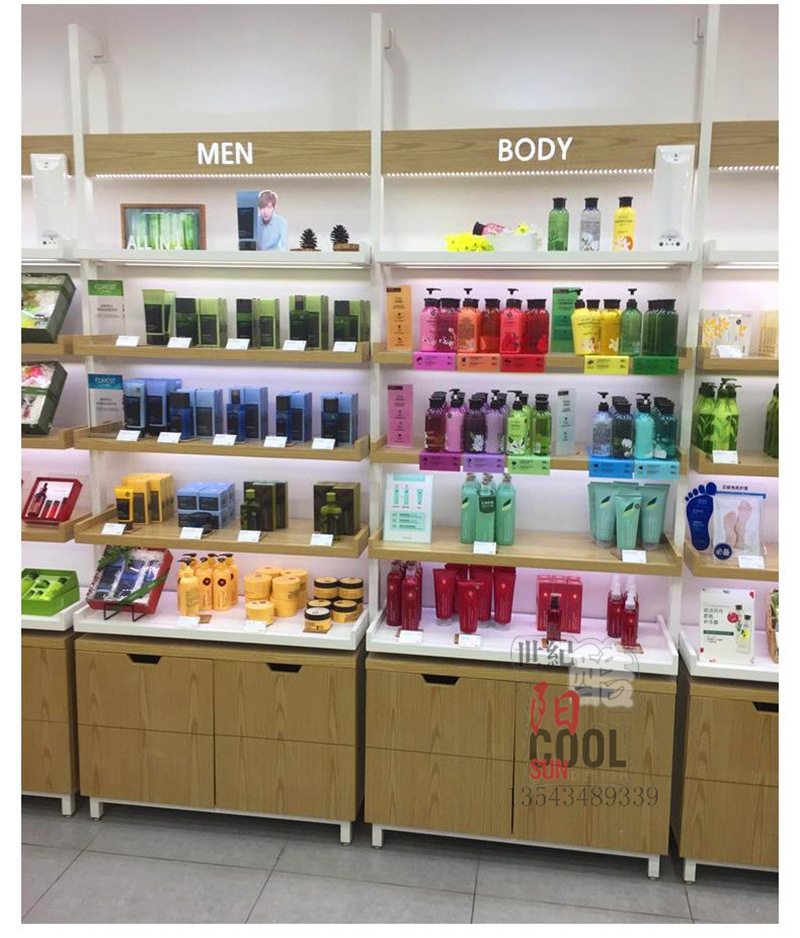 悦诗风吟韩版化妆品展柜展示柜货架 护肤品背柜形象柜子店面装修