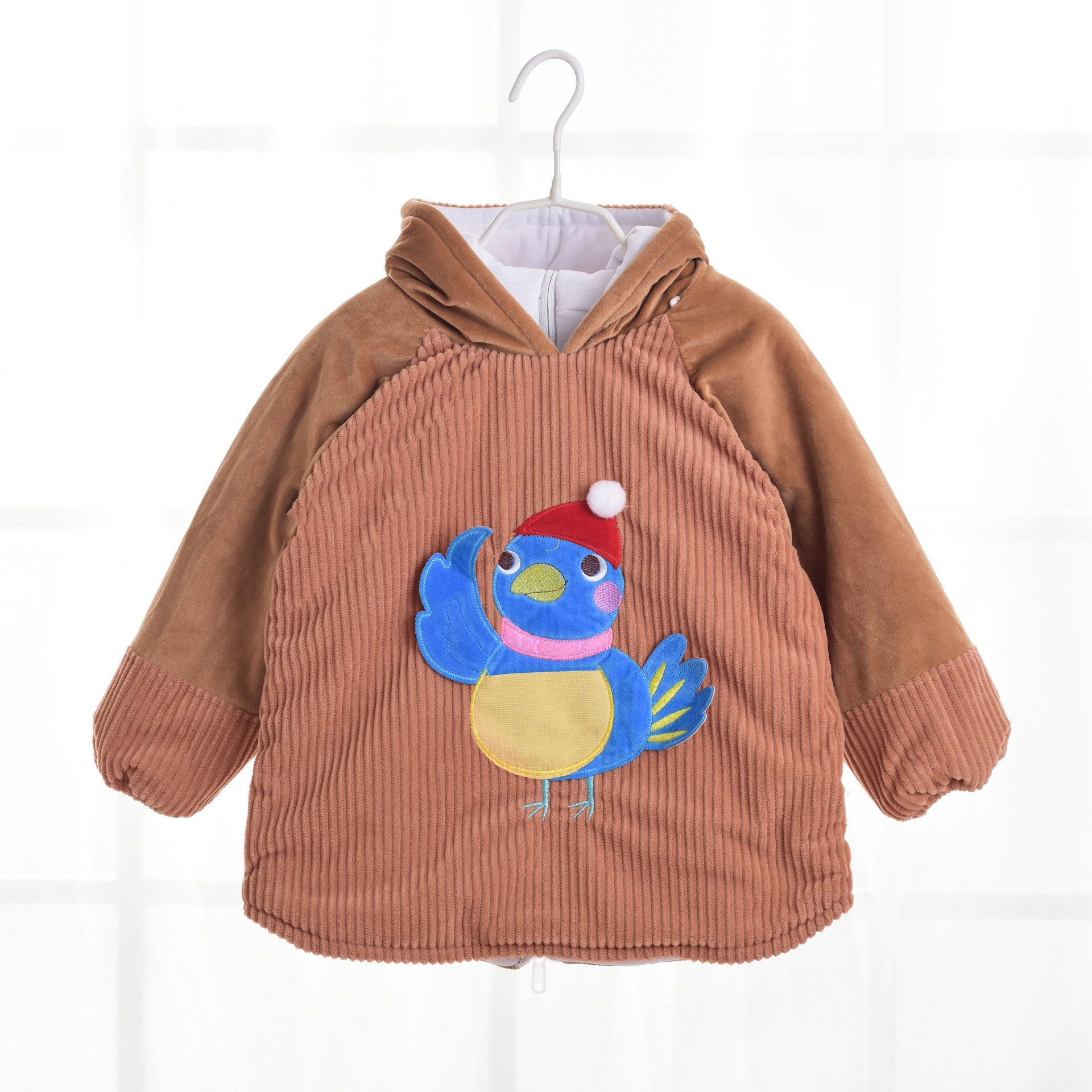 儿童罩衣反穿衣夹棉加厚冬季保暖灯芯绒宝宝外出服粗条纹批发