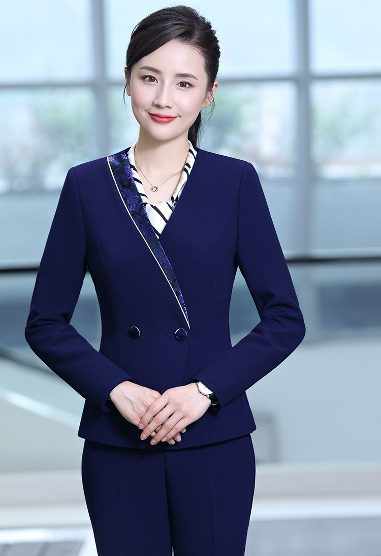 新款黄金店长袖工作服秋冬女珠宝店营业员工装裙裤套装收银员工衣