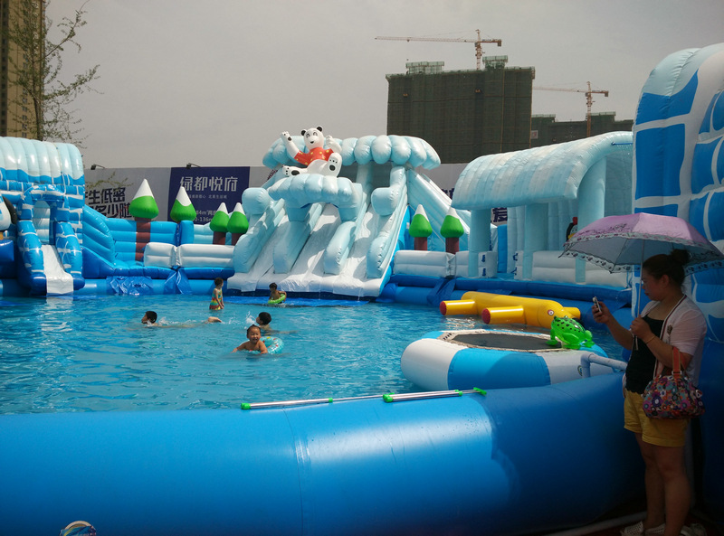 霞光游乐pvc充气水上乐园设施大型户外儿童充气支架泳池水池
