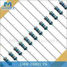 编带直插金属膜电阻0.25W 1/4W 330K 1%五色环电阻 橙橙黑橙棕