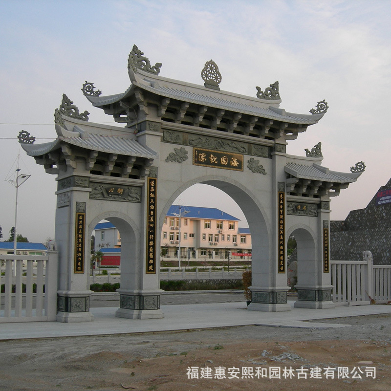 仿古祠堂石牌坊 芝麻白一门石牌坊 如何保养