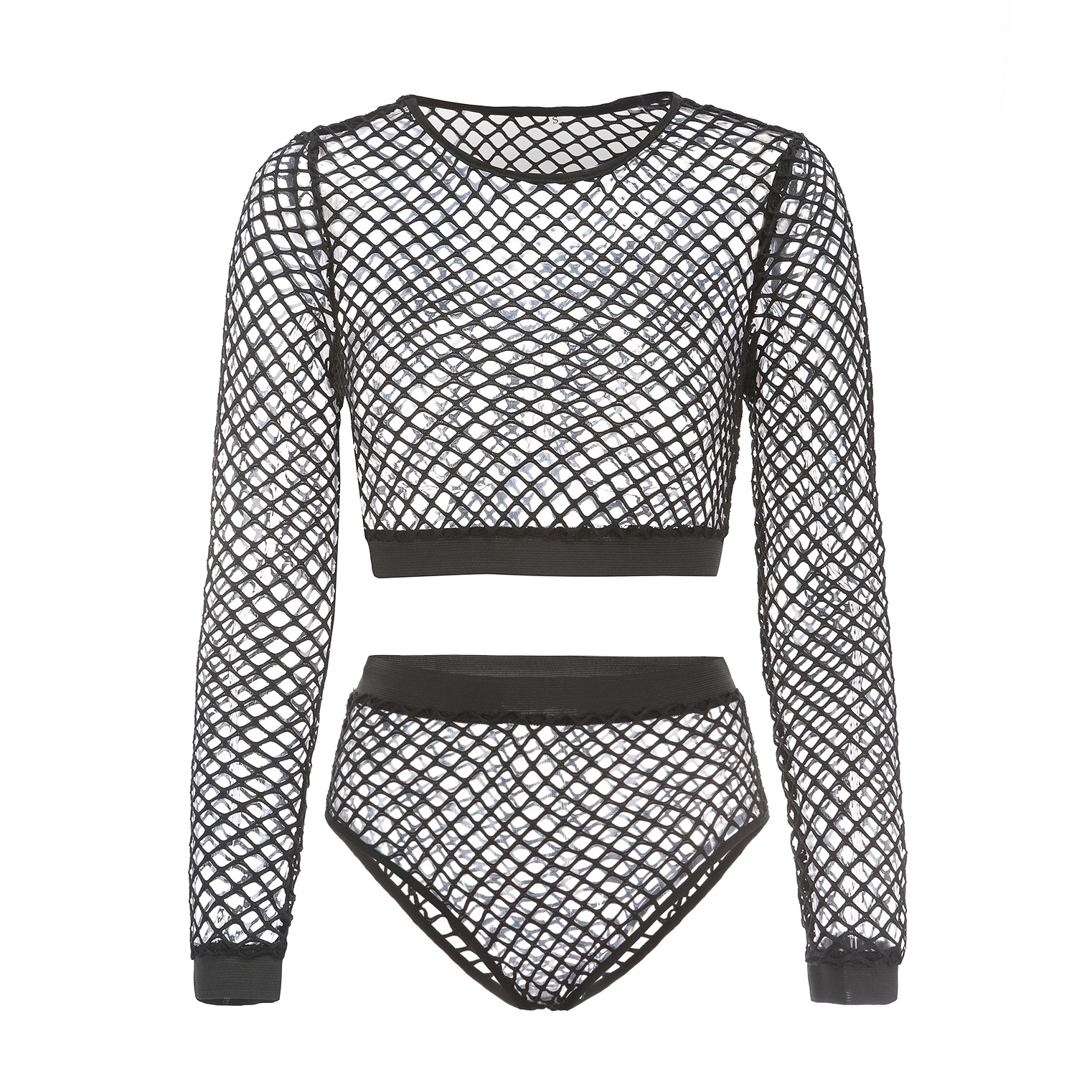 野性女孩亚马逊欧美女装情趣内衣分体套装女镂空渔网性感诱惑打底
