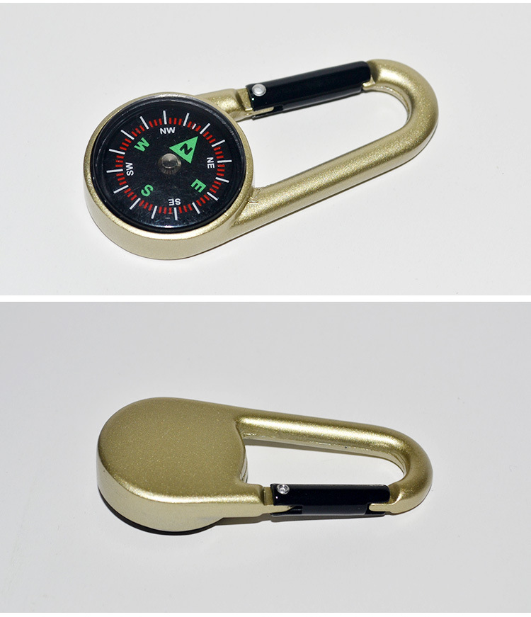 户外专用 多功能快挂指南针 登山挂钩 液体悬浮双面指南针