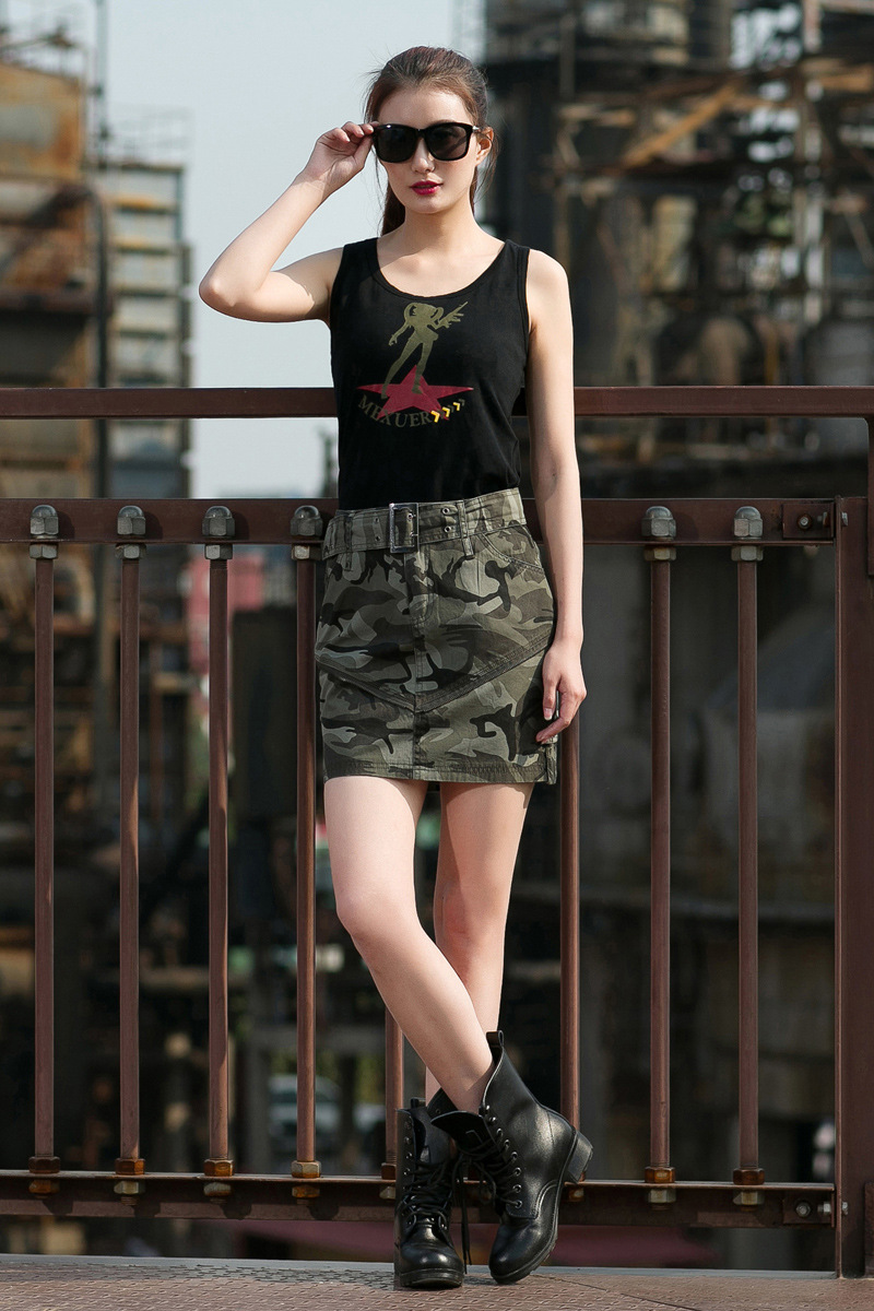 户外服装 0965工装服饰女装外贸直筒迷彩休闲短裙/半身清仓