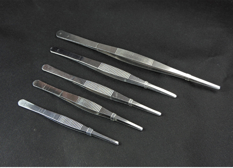 医用镊子 304不锈钢镊子 有牙圆头直头镊子 有齿镊子 兽医用工具
