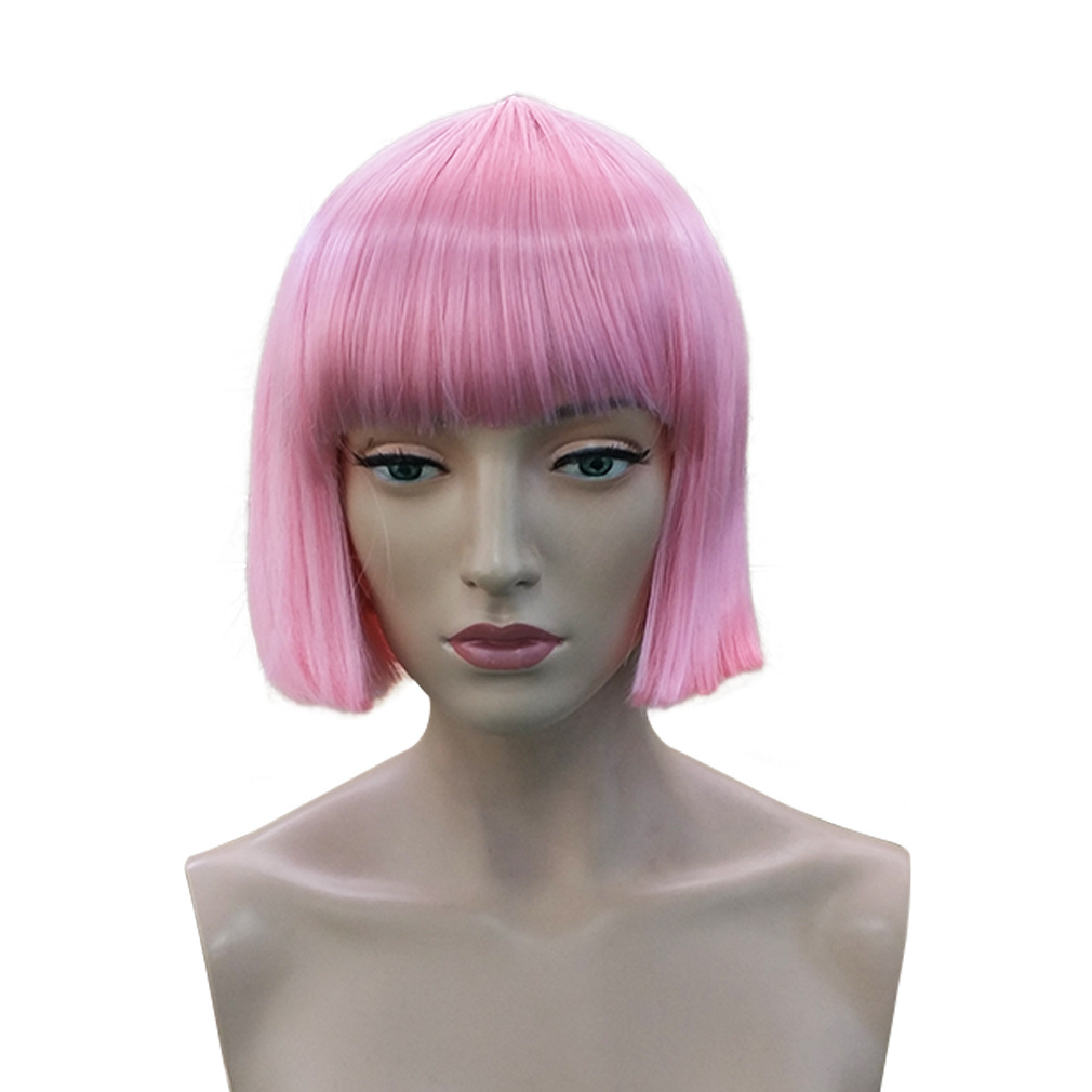 时尚波波头假发女士新品粉色假发短直发装饰cos假发时尚可爱风格