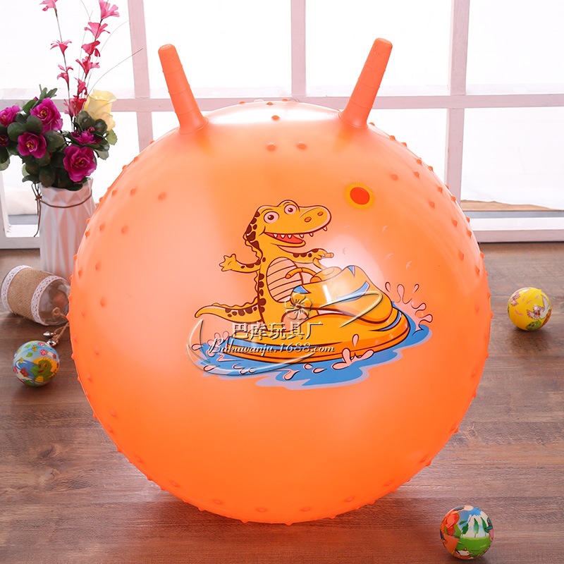 厂家直销羊角球超大号可骑可坐 手柄球加厚环保儿童充气玩具批发