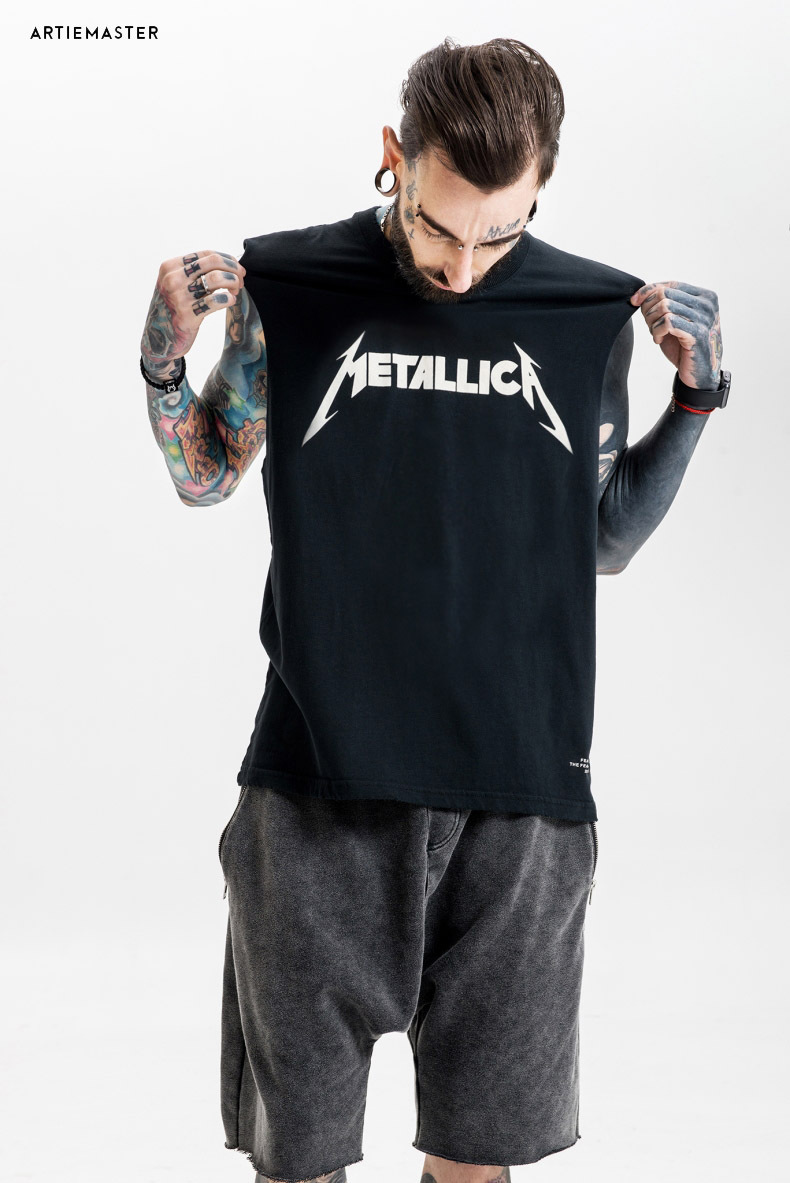 artie男装|新款春夏潮牌fog嘻哈男装摇滚metallica磨破做旧背心男