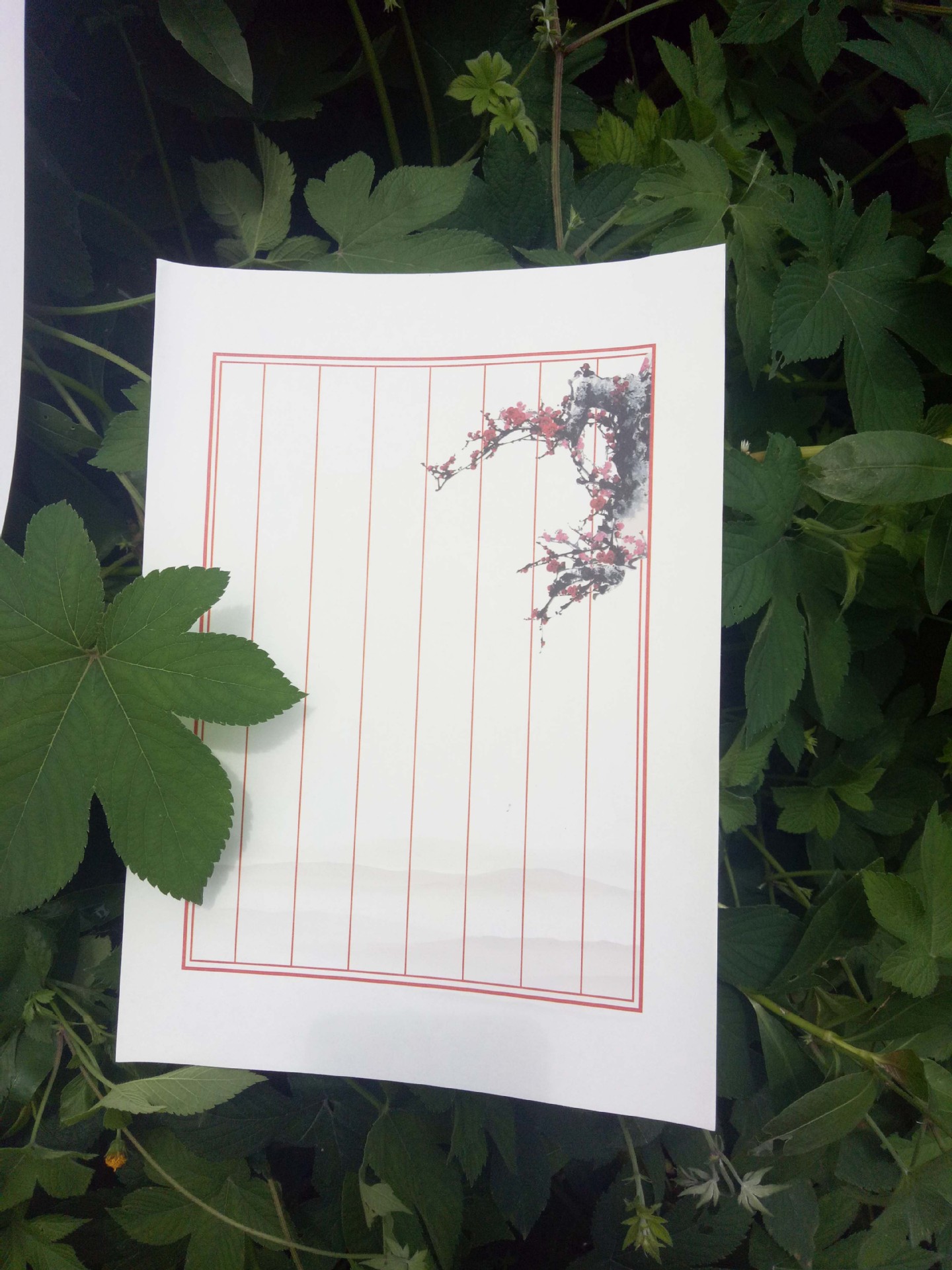 中国古风牛皮纸白纸复古水墨画信纸 一套8张入