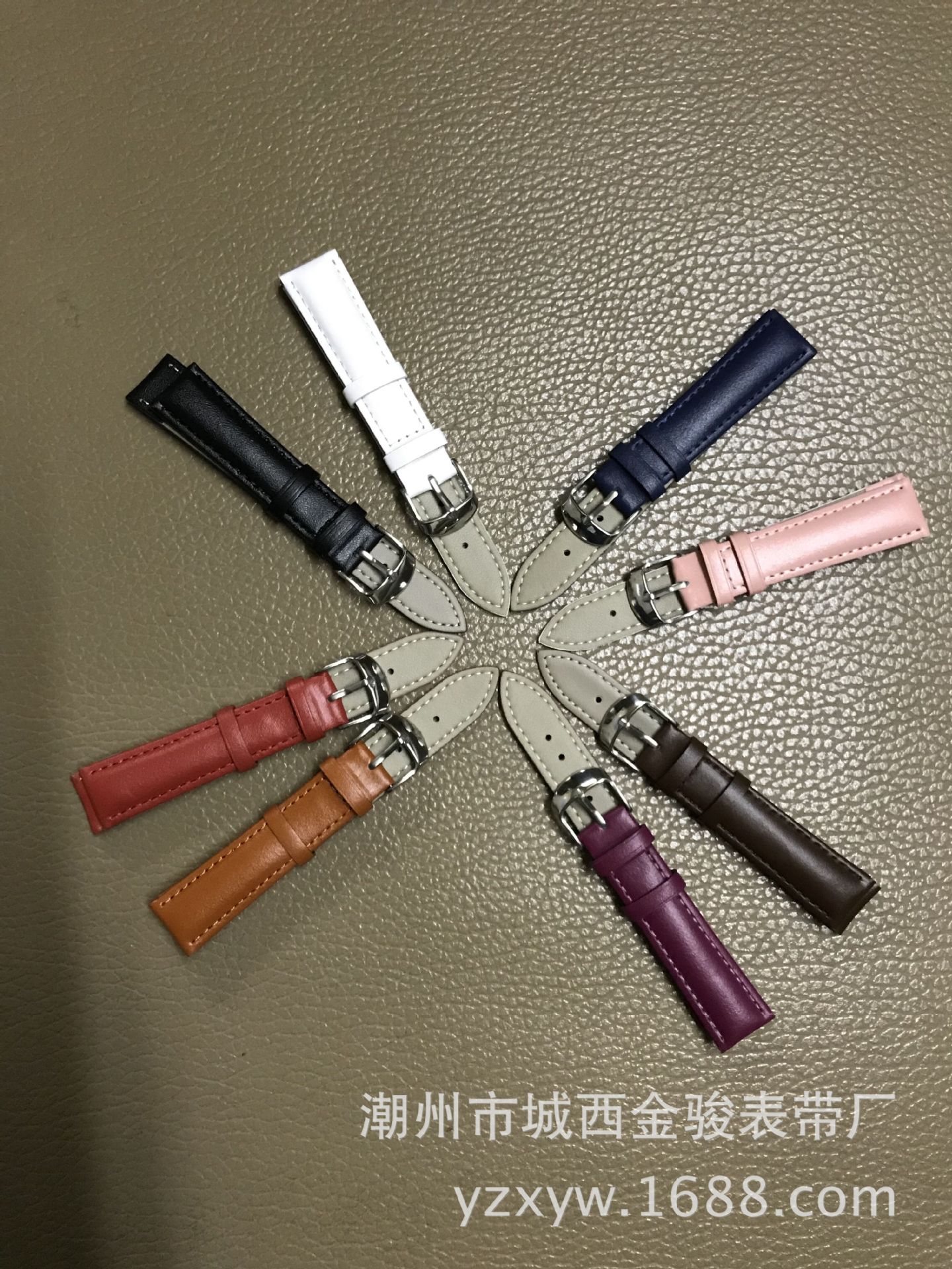 Watch Strap Leather Strap Calfskin Color Needle Pattern Watch Strap Men's and Women's Needle Steel Buckle Watch Strap