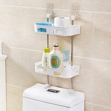 免打孔浴室置物架 卫生间用品吸壁式厕所马桶塑料收纳架 壁挂