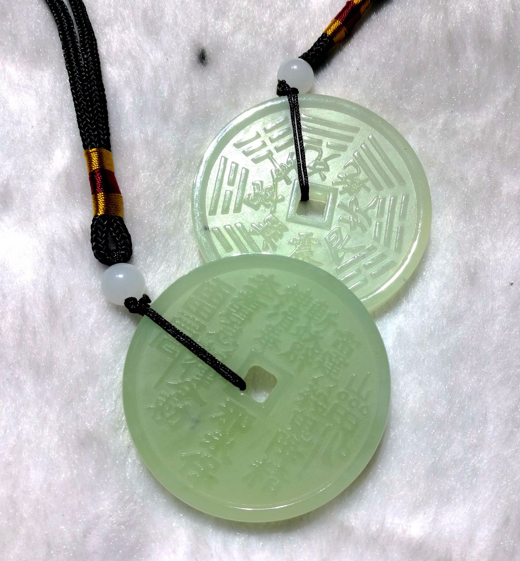 玉石八卦钱 山鬼花钱乾坤八卦护身符 玉石护身符 玉符 八卦护身符